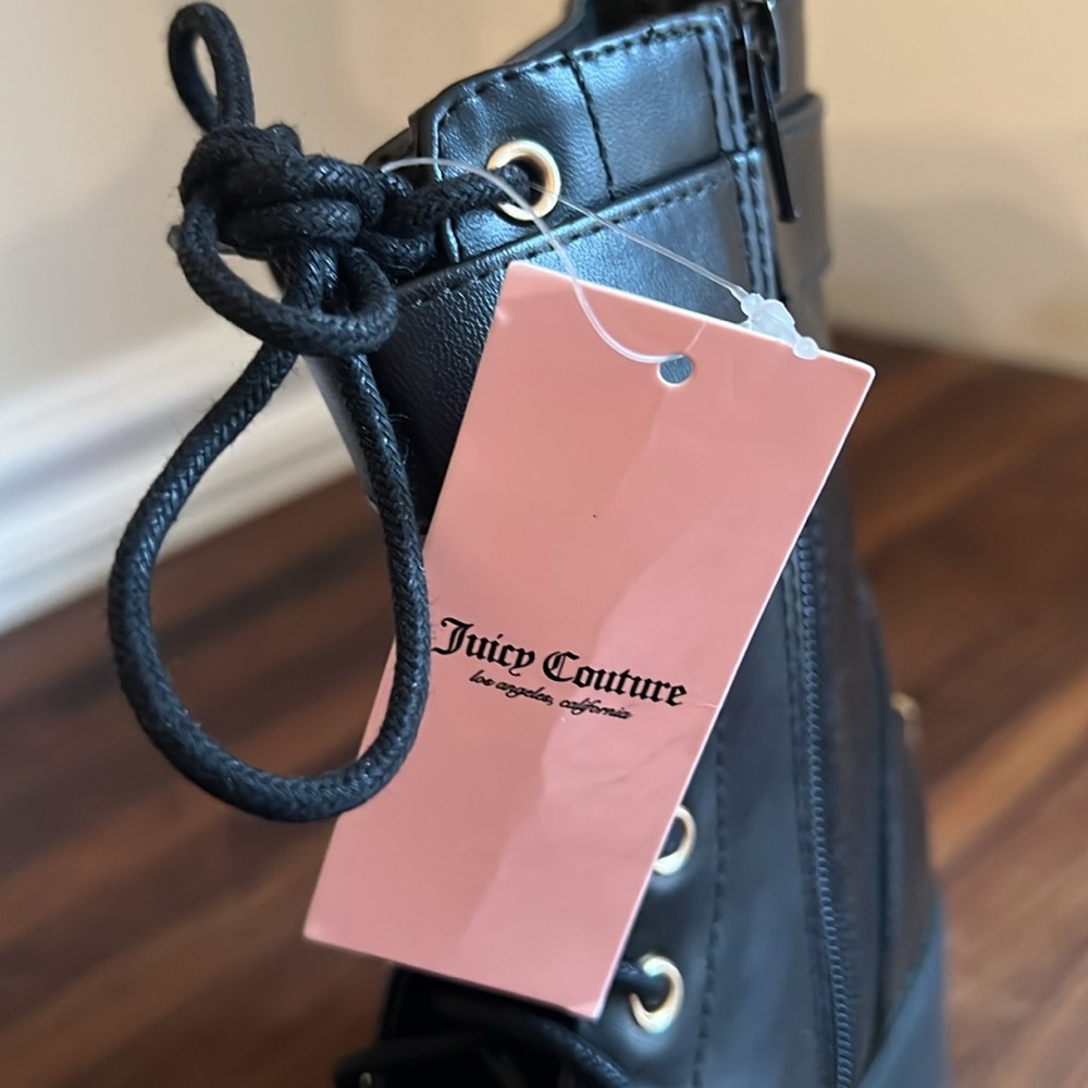 Juicy Couture Black Combat Boots Side Zip JC-OODLES 8 1/2 NWOB - Picture 11 of 11